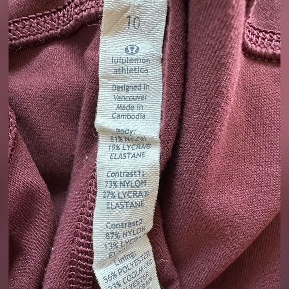 Lululemon Maroon / Burgundy Leggings with Mesh Accents size 10 - Picture 5 of 7